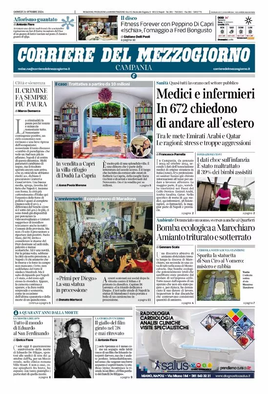 Prima-pagina-corriere del mezzogiorno-del-2024-10-31